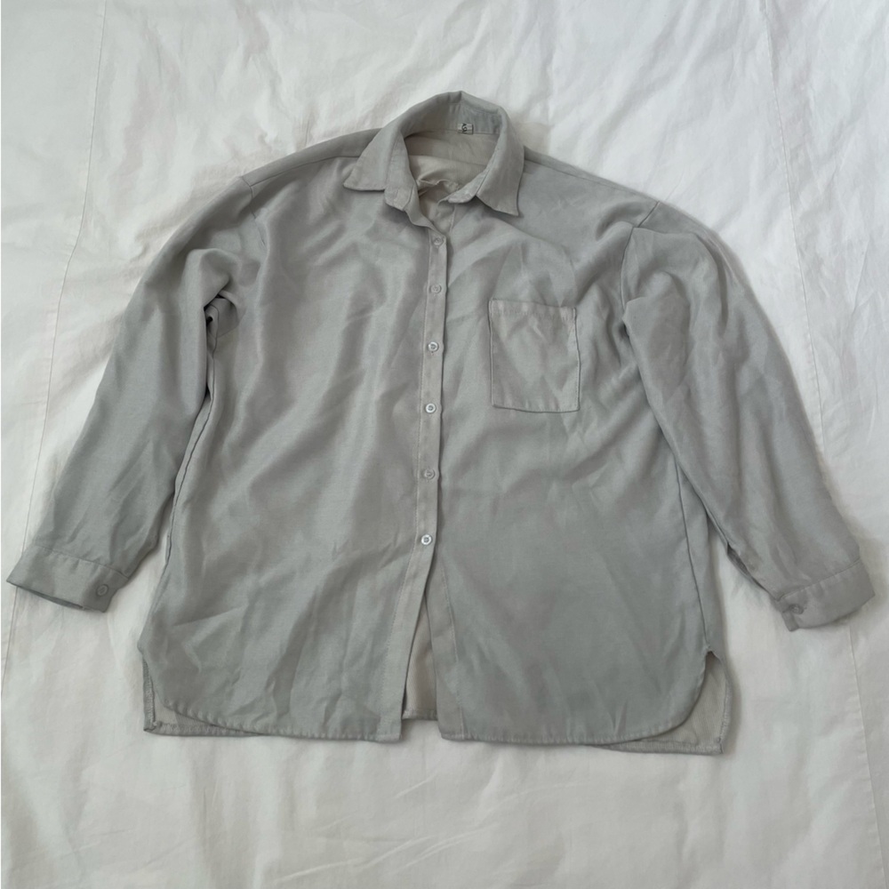Light Blue Relaxed Button-Up Top